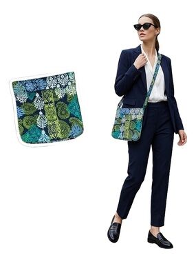 No.58 Vera Bradley Triple Zip Hipster Crossbody Bag in Caribbean Sea Pattern